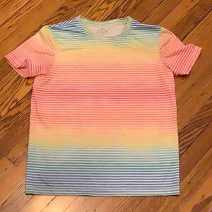 Primary StayCool T-shirt Rainbow Stripe  UPF 50 Size 6-7